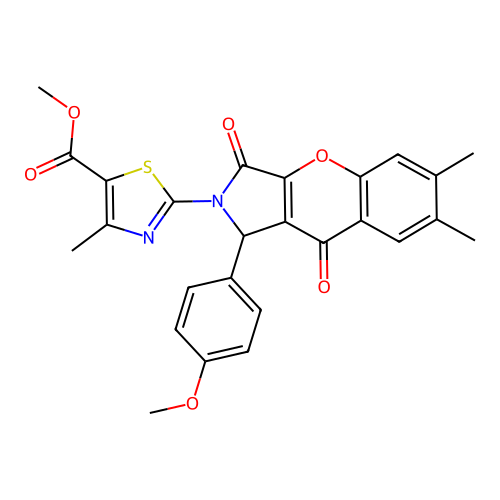 methyl 2-[1-(4-methoxyphenyl)-6,7-dimethyl-3,9-dioxo-3,9-dihydrochromeno[2,3-c]pyrrol-2(1H)-yl]-4-methyl-1,3-thiazole-5-carboxylate structure