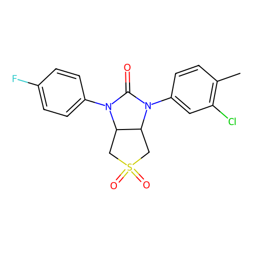 1-(3-chloro-4-methylphenyl)-3-(4-fluorophenyl)tetrahydro-1H-thieno[3,4-d]imidazol-2(3H)-one 5,5-dioxide structure