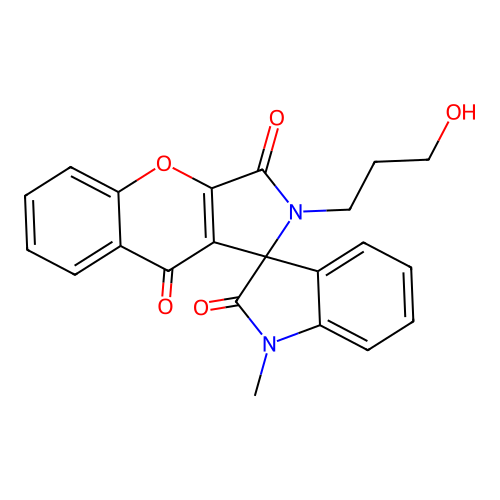 2-(3-hydroxypropyl)-1'-methyl-2H-spiro[chromeno[2,3-c]pyrrole-1,3'-indole]-2',3,9(1'H)-trione structure