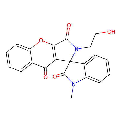 2-(2-hydroxyethyl)-1'-methyl-2H-spiro[chromeno[2,3-c]pyrrole-1,3'-indole]-2',3,9(1'H)-trione structure