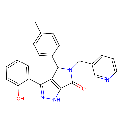 3-(2-hydroxyphenyl)-4-(4-methylphenyl)-5-(pyridin-3-ylmethyl)-4,5-dihydropyrrolo[3,4-c]pyrazol-6(2H)-one structure