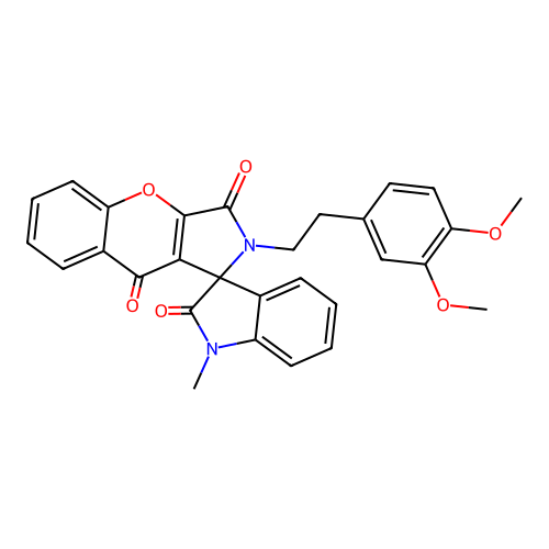 2-[2-(3,4-dimethoxyphenyl)ethyl]-1'-methyl-2H-spiro[chromeno[2,3-c]pyrrole-1,3'-indole]-2',3,9(1'H)-trione structure