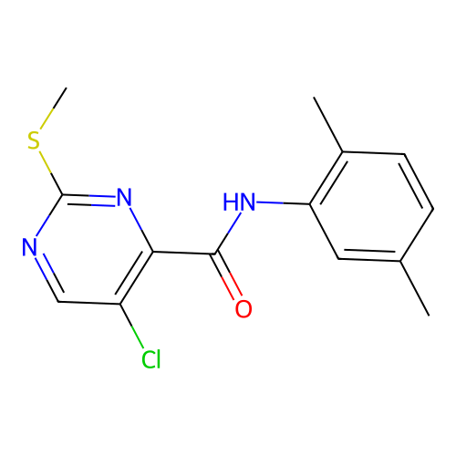 5-chloro-N-(2,5-dimethylphenyl)-2-(methylsulfanyl)pyrimidine-4-carboxamide structure
