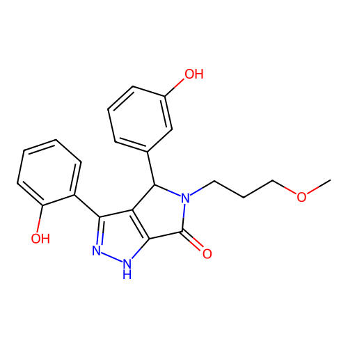 3-(2-hydroxyphenyl)-4-(3-hydroxyphenyl)-5-(3-methoxypropyl)-4,5-dihydropyrrolo[3,4-c]pyrazol-6(2H)-one structure
