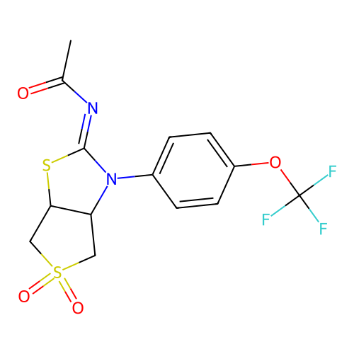 N-[(2Z)-5,5-dioxido-3-[4-(trifluoromethoxy)phenyl]tetrahydrothieno[3,4-d][1,3]thiazol-2(3H)-ylidene]acetamide structure
