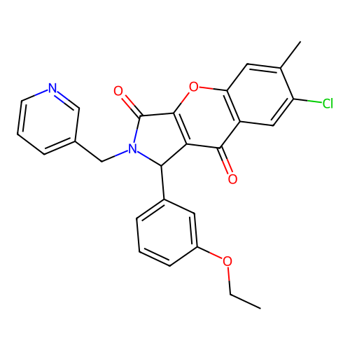 7-chloro-1-(3-ethoxyphenyl)-6-methyl-2-(pyridin-3-ylmethyl)-1,2-dihydrochromeno[2,3-c]pyrrole-3,9-dione structure