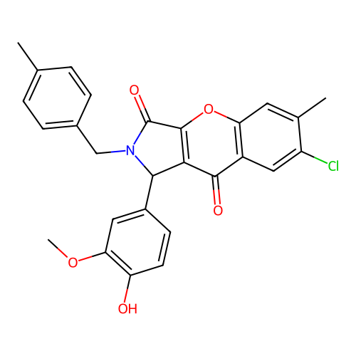 7-chloro-1-(4-hydroxy-3-methoxyphenyl)-6-methyl-2-(4-methylbenzyl)-1,2-dihydrochromeno[2,3-c]pyrrole-3,9-dione structure