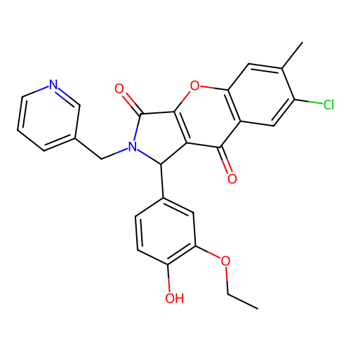 7-chloro-1-(3-ethoxy-4-hydroxyphenyl)-6-methyl-2-(pyridin-3-ylmethyl)-1,2-dihydrochromeno[2,3-c]pyrrole-3,9-dione structure