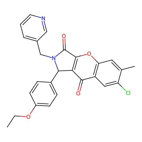 7-chloro-1-(4-ethoxyphenyl)-6-methyl-2-(pyridin-3-ylmethyl)-1,2-dihydrochromeno[2,3-c]pyrrole-3,9-dione structure