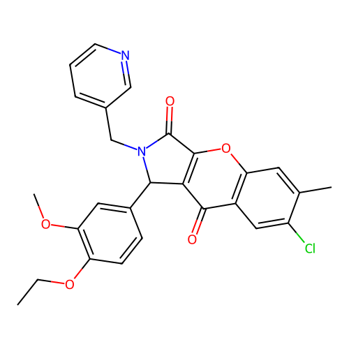 7-chloro-1-(4-ethoxy-3-methoxyphenyl)-6-methyl-2-(pyridin-3-ylmethyl)-1,2-dihydrochromeno[2,3-c]pyrrole-3,9-dione structure