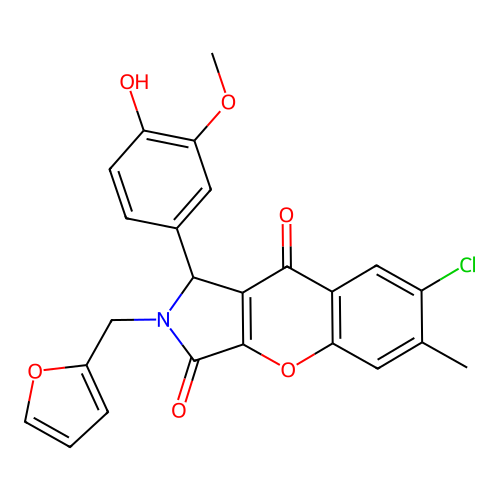 7-chloro-2-(furan-2-ylmethyl)-1-(4-hydroxy-3-methoxyphenyl)-6-methyl-1,2-dihydrochromeno[2,3-c]pyrrole-3,9-dione structure