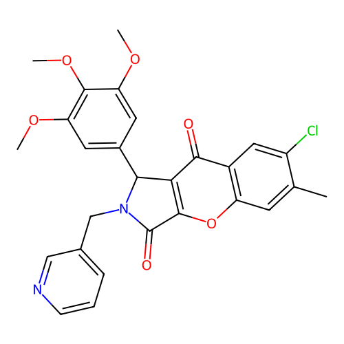 7-chloro-6-methyl-2-(pyridin-3-ylmethyl)-1-(3,4,5-trimethoxyphenyl)-1,2-dihydrochromeno[2,3-c]pyrrole-3,9-dione structure