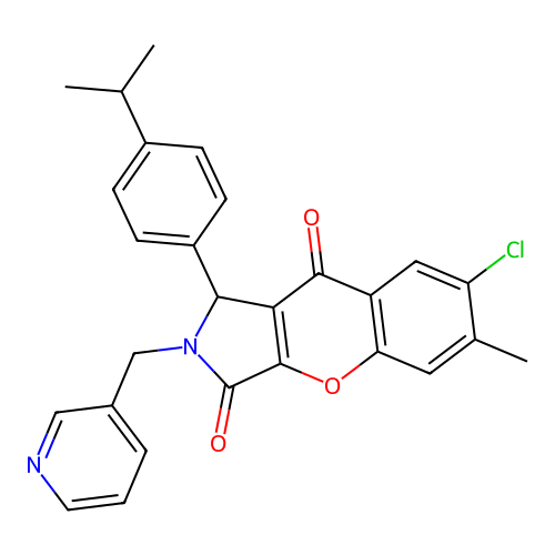 7-chloro-6-methyl-1-[4-(propan-2-yl)phenyl]-2-(pyridin-3-ylmethyl)-1,2-dihydrochromeno[2,3-c]pyrrole-3,9-dione structure