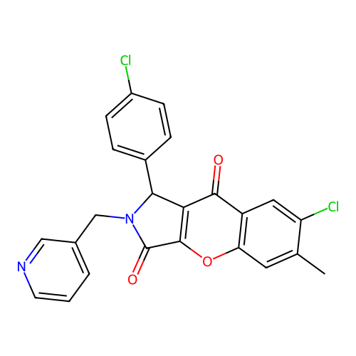 7-chloro-1-(4-chlorophenyl)-6-methyl-2-(pyridin-3-ylmethyl)-1,2-dihydrochromeno[2,3-c]pyrrole-3,9-dione structure