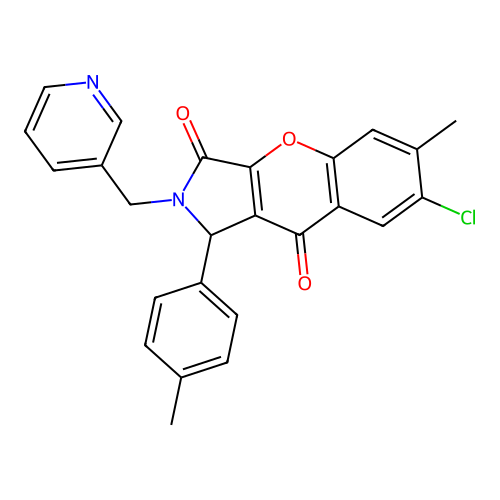 7-chloro-6-methyl-1-(4-methylphenyl)-2-(pyridin-3-ylmethyl)-1,2-dihydrochromeno[2,3-c]pyrrole-3,9-dione structure