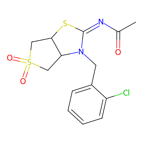 N-[(2Z)-3-(2-chlorobenzyl)-5,5-dioxidotetrahydrothieno[3,4-d][1,3]thiazol-2(3H)-ylidene]acetamide structure