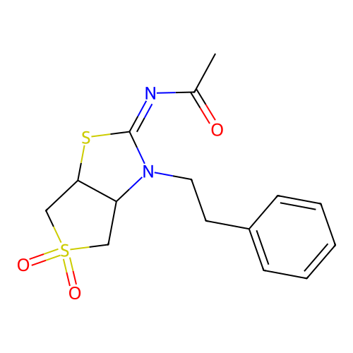 N-[(2E)-5,5-dioxido-3-(2-phenylethyl)tetrahydrothieno[3,4-d][1,3]thiazol-2(3H)-ylidene]acetamide structure