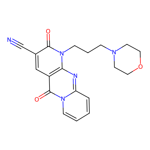 1-[3-(morpholin-4-yl)propyl]-2,5-dioxo-1,5-dihydro-2H-dipyrido[1,2-a:2',3'-d]pyrimidine-3-carbonitrile structure