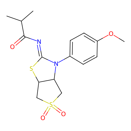N-[(2Z)-3-(4-methoxyphenyl)-5,5-dioxidotetrahydrothieno[3,4-d][1,3]thiazol-2(3H)-ylidene]-2-methylpropanamide structure