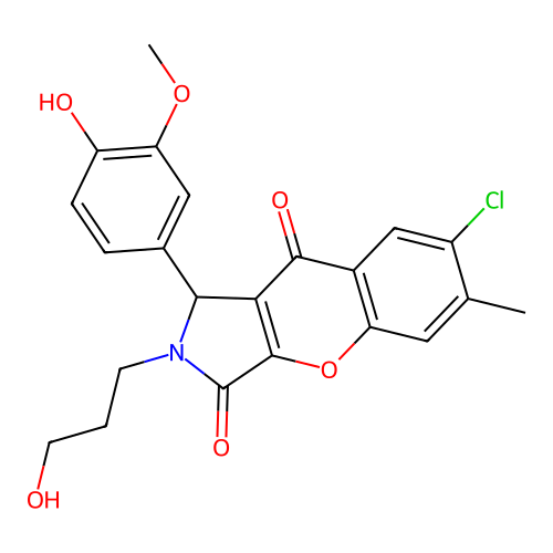 7-chloro-1-(4-hydroxy-3-methoxyphenyl)-2-(3-hydroxypropyl)-6-methyl-1,2-dihydrochromeno[2,3-c]pyrrole-3,9-dione structure