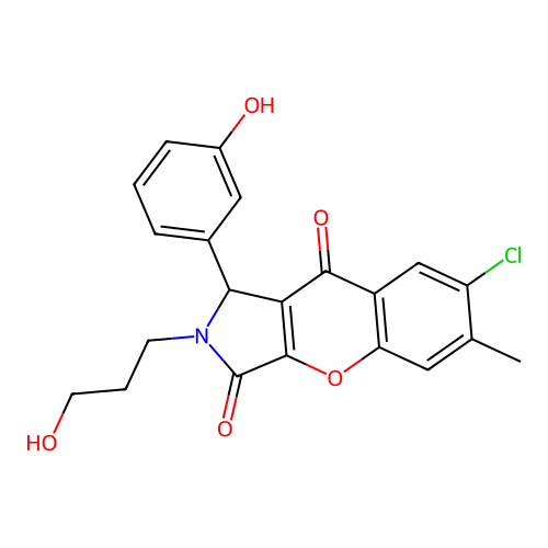 7-chloro-1-(3-hydroxyphenyl)-2-(3-hydroxypropyl)-6-methyl-1,2-dihydrochromeno[2,3-c]pyrrole-3,9-dione structure
