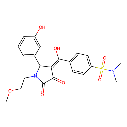 4-(4-hydroxy-2-(3-hydroxyphenyl)-1-(2-methoxyethyl)-5-oxo-2,5-dihydro-1H-pyrrole-3-carbonyl)-N,N-dimethylbenzenesulfonamide structure