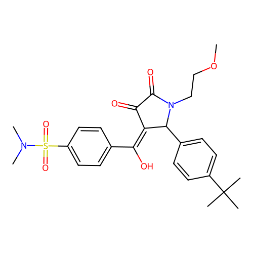 4-(2-(4-(tert-butyl)phenyl)-4-hydroxy-1-(2-methoxyethyl)-5-oxo-2,5-dihydro-1H-pyrrole-3-carbonyl)-N,N-dimethylbenzenesulfonamide structure