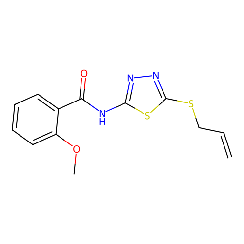 2-methoxy-N-[5-(prop-2-en-1-ylsulfanyl)-1,3,4-thiadiazol-2-yl]benzamide structure