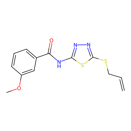 3-methoxy-N-[5-(prop-2-en-1-ylsulfanyl)-1,3,4-thiadiazol-2-yl]benzamide structure