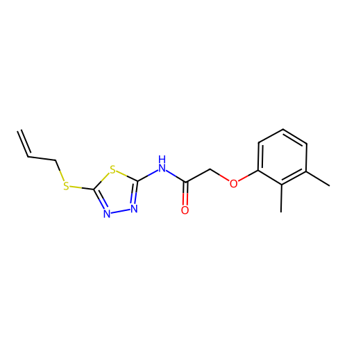 2-(2,3-dimethylphenoxy)-N-[5-(prop-2-en-1-ylsulfanyl)-1,3,4-thiadiazol-2-yl]acetamide structure