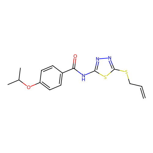 4-(propan-2-yloxy)-N-[5-(prop-2-en-1-ylsulfanyl)-1,3,4-thiadiazol-2-yl]benzamide structure