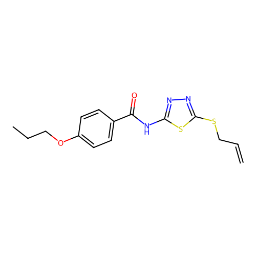 N-[5-(prop-2-en-1-ylsulfanyl)-1,3,4-thiadiazol-2-yl]-4-propoxybenzamide structure