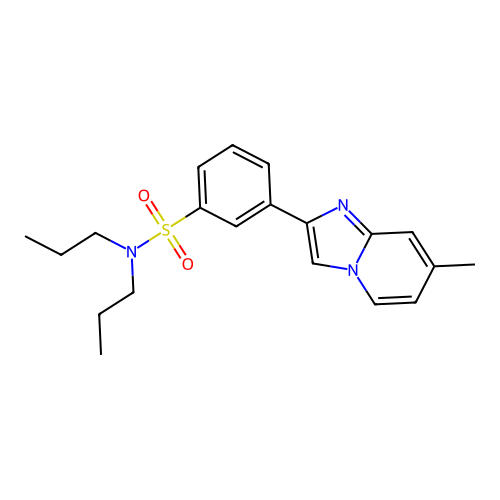 3-(7-methylimidazo[1,2-a]pyridin-2-yl)-N,N-dipropylbenzenesulfonamide structure