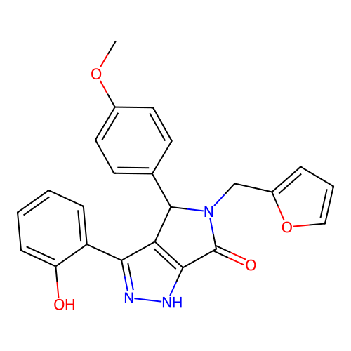 5-(furan-2-ylmethyl)-3-(2-hydroxyphenyl)-4-(4-methoxyphenyl)-4,5-dihydropyrrolo[3,4-c]pyrazol-6(2H)-one structure
