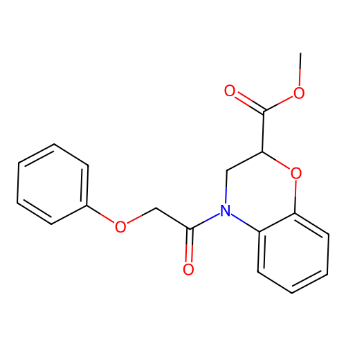 methyl 4-(phenoxyacetyl)-3,4-dihydro-2H-1,4-benzoxazine-2-carboxylate structure