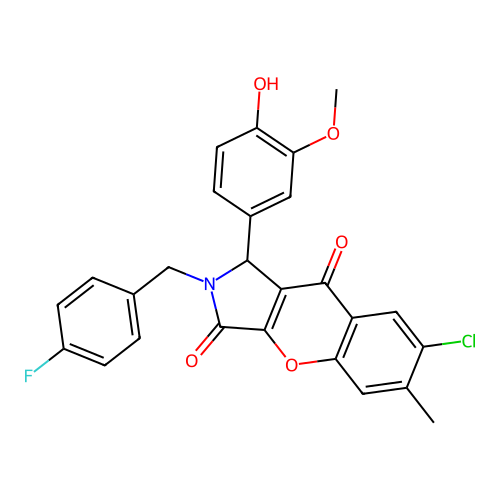 7-chloro-2-(4-fluorobenzyl)-1-(4-hydroxy-3-methoxyphenyl)-6-methyl-1,2-dihydrochromeno[2,3-c]pyrrole-3,9-dione structure