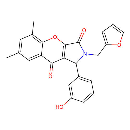 2-(furan-2-ylmethyl)-1-(3-hydroxyphenyl)-5,7-dimethyl-1,2-dihydrochromeno[2,3-c]pyrrole-3,9-dione structure