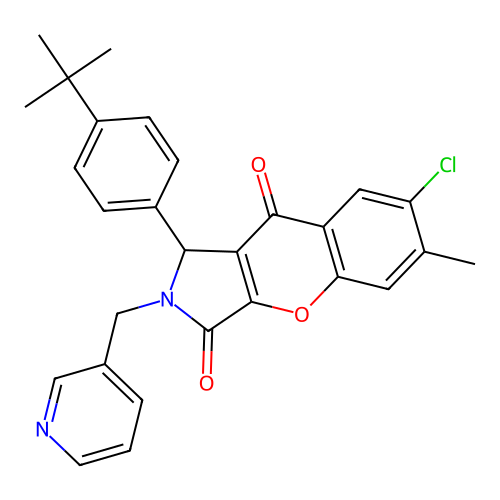 1-(4-tert-butylphenyl)-7-chloro-6-methyl-2-(pyridin-3-ylmethyl)-1,2-dihydrochromeno[2,3-c]pyrrole-3,9-dione structure