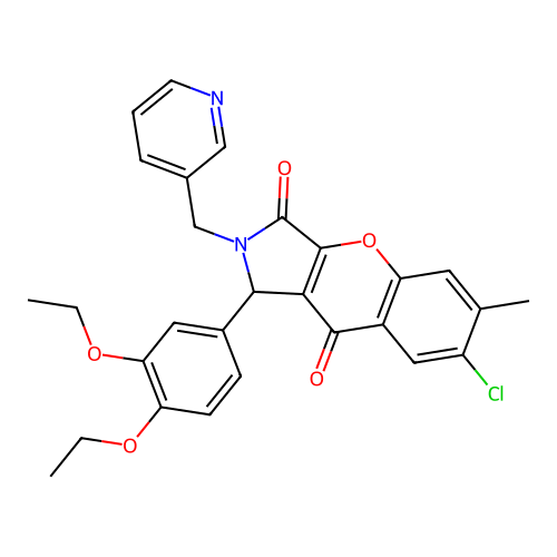 7-chloro-1-(3,4-diethoxyphenyl)-6-methyl-2-(pyridin-3-ylmethyl)-1,2-dihydrochromeno[2,3-c]pyrrole-3,9-dione structure