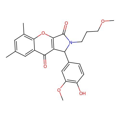 1-(4-hydroxy-3-methoxyphenyl)-2-(3-methoxypropyl)-5,7-dimethyl-1,2-dihydrochromeno[2,3-c]pyrrole-3,9-dione structure