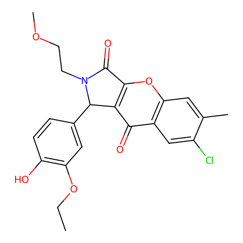 7-chloro-1-(3-ethoxy-4-hydroxyphenyl)-2-(2-methoxyethyl)-6-methyl-1,2-dihydrochromeno[2,3-c]pyrrole-3,9-dione structure