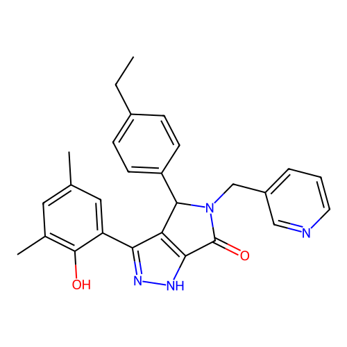 4-(4-ethylphenyl)-3-(2-hydroxy-3,5-dimethylphenyl)-5-(pyridin-3-ylmethyl)-4,5-dihydropyrrolo[3,4-c]pyrazol-6(2H)-one structure