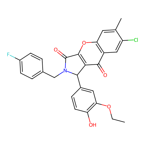 7-chloro-1-(3-ethoxy-4-hydroxyphenyl)-2-(4-fluorobenzyl)-6-methyl-1,2-dihydrochromeno[2,3-c]pyrrole-3,9-dione structure