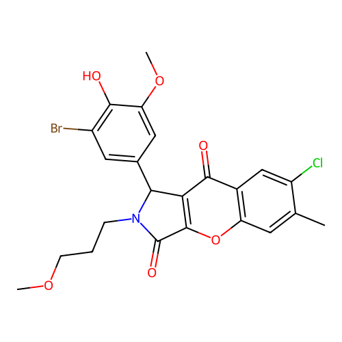 1-(3-bromo-4-hydroxy-5-methoxyphenyl)-7-chloro-2-(3-methoxypropyl)-6-methyl-1,2-dihydrochromeno[2,3-c]pyrrole-3,9-dione structure