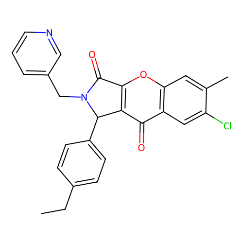 7-chloro-1-(4-ethylphenyl)-6-methyl-2-(pyridin-3-ylmethyl)-1,2-dihydrochromeno[2,3-c]pyrrole-3,9-dione structure