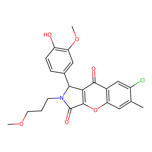 7-chloro-1-(4-hydroxy-3-methoxyphenyl)-2-(3-methoxypropyl)-6-methyl-1,2-dihydrochromeno[2,3-c]pyrrole-3,9-dione structure