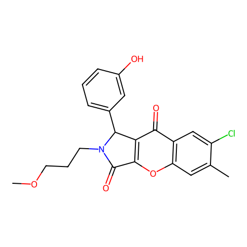 7-chloro-1-(3-hydroxyphenyl)-2-(3-methoxypropyl)-6-methyl-1,2-dihydrochromeno[2,3-c]pyrrole-3,9-dione structure