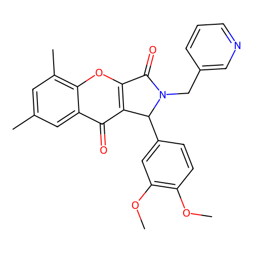 1-(3,4-dimethoxyphenyl)-5,7-dimethyl-2-(pyridin-3-ylmethyl)-1,2-dihydrochromeno[2,3-c]pyrrole-3,9-dione structure