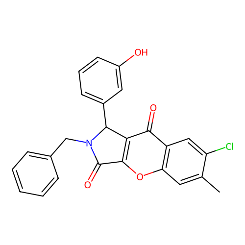 2-benzyl-7-chloro-1-(3-hydroxyphenyl)-6-methyl-1,2-dihydrochromeno[2,3-c]pyrrole-3,9-dione structure