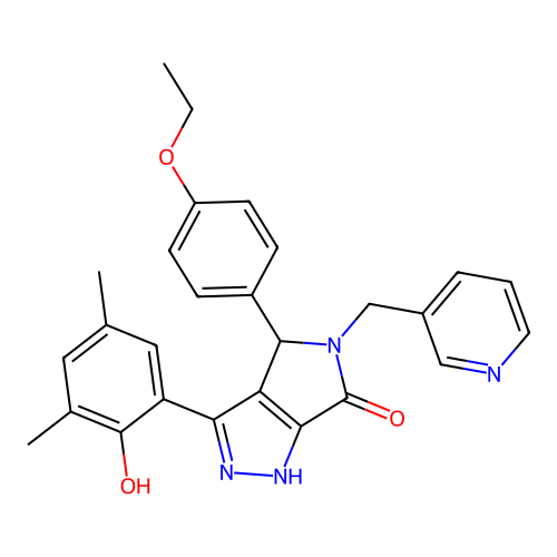 4-(4-ethoxyphenyl)-3-(2-hydroxy-3,5-dimethylphenyl)-5-(pyridin-3-ylmethyl)-4,5-dihydropyrrolo[3,4-c]pyrazol-6(2H)-one structure